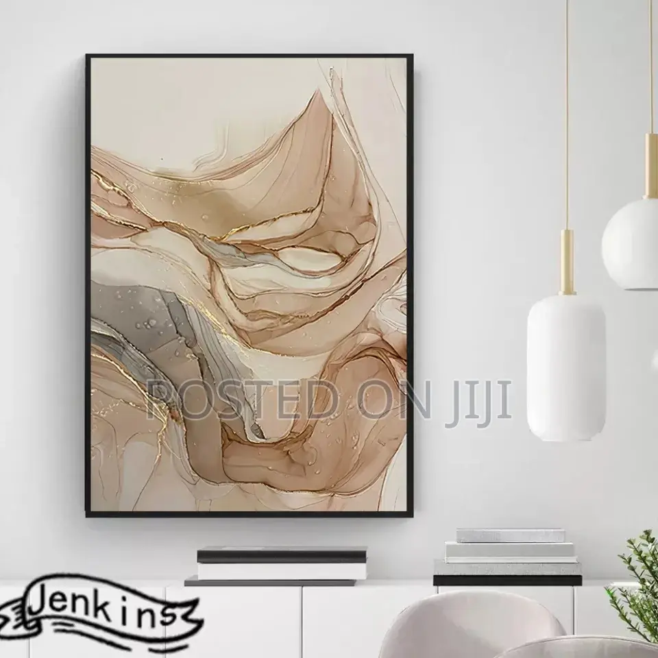 Abstract Beige Golden Brown Ribbon Flutter Poster
