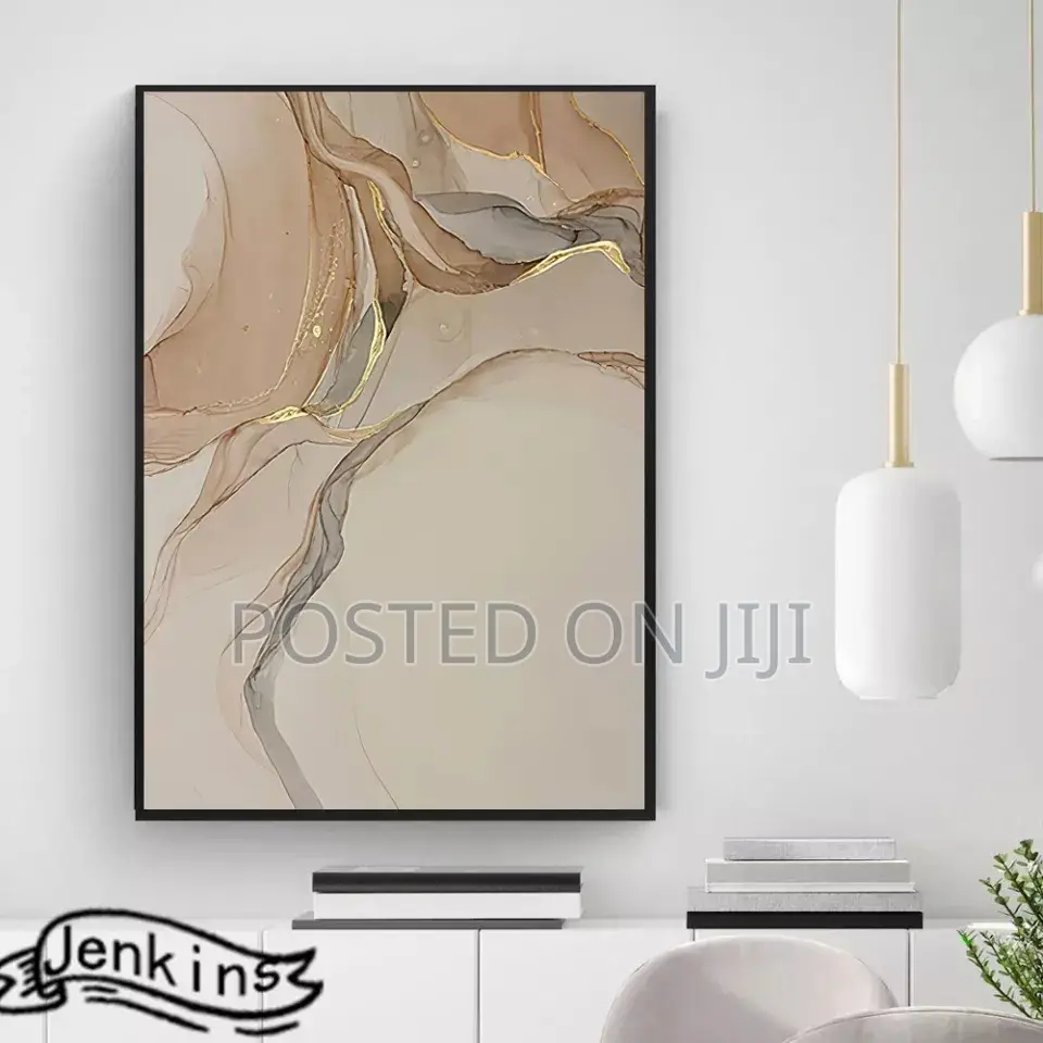 Abstract Beige Golden Brown Ribbon Flutter Poster
