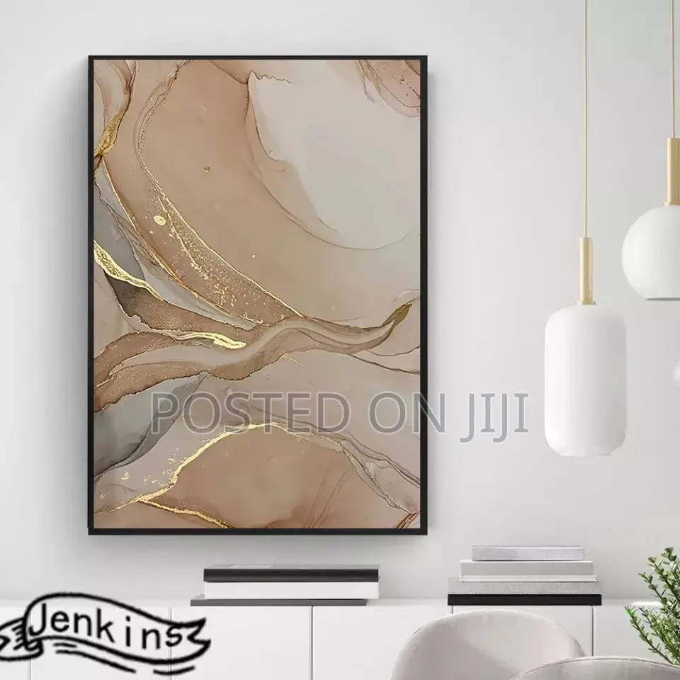 Abstract Beige Golden Brown Ribbon Flutter Poster