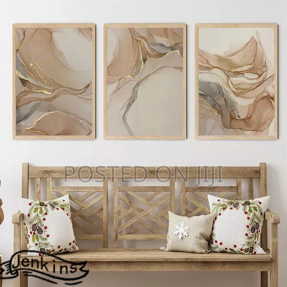 Abstract Beige Golden Brown Ribbon Flutter Poster