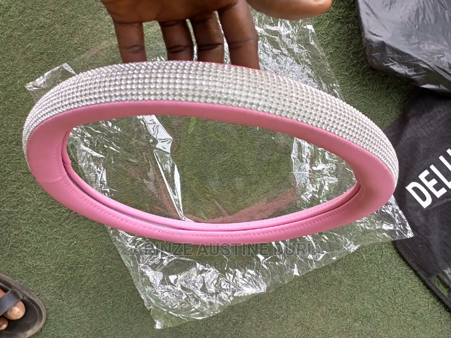 Pink Bling Steering Wheel Cover for Women Universal