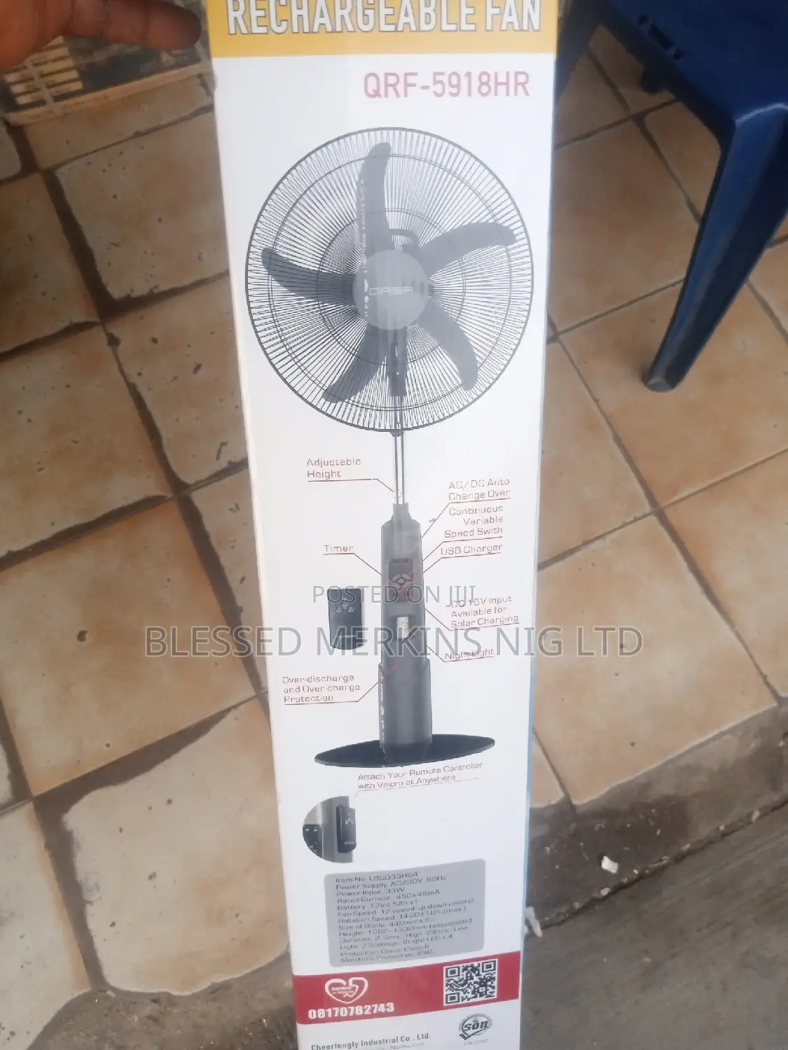 QASA Rechargeable Fan 18"