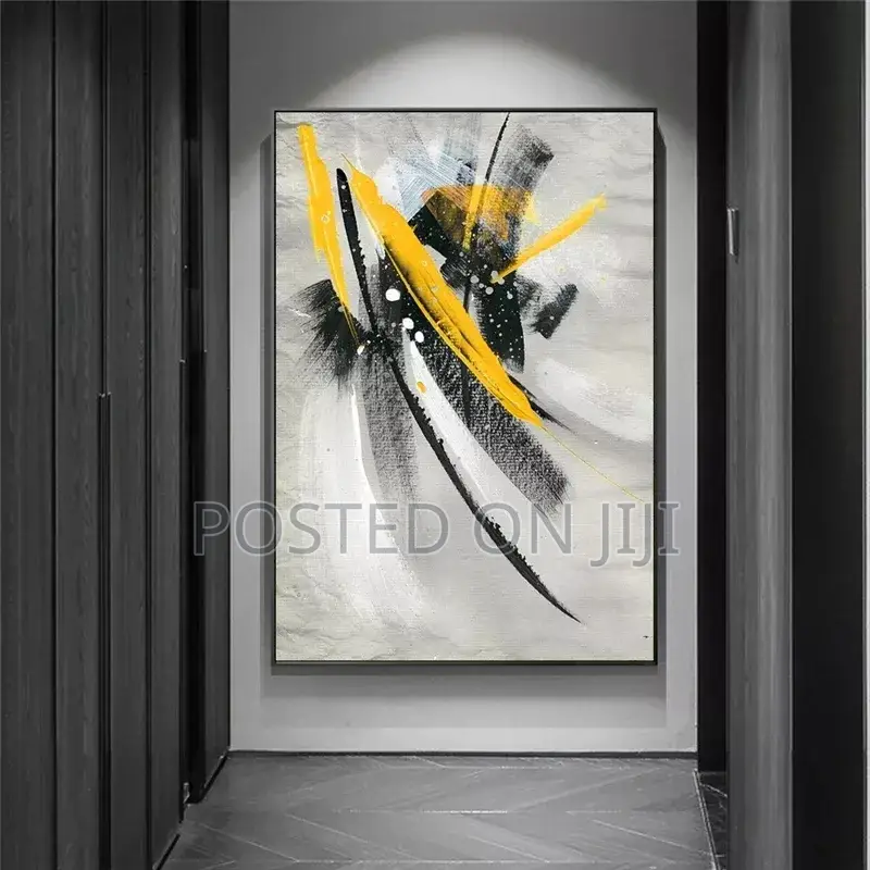 Abstract Yellow Feather Oil Paintings on Canvas Print