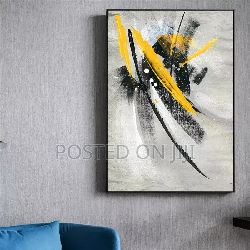 Abstract Yellow Feather Oil Paintings on Canvas Print