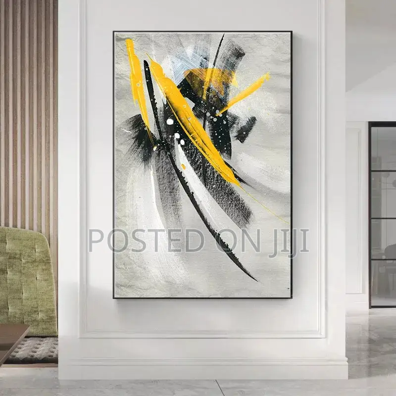 Abstract Yellow Feather Oil Paintings on Canvas Print