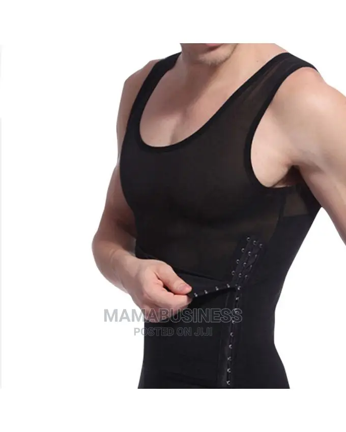 Men's Adjustable 2 Hook Slimming Vest Shapewear - Black