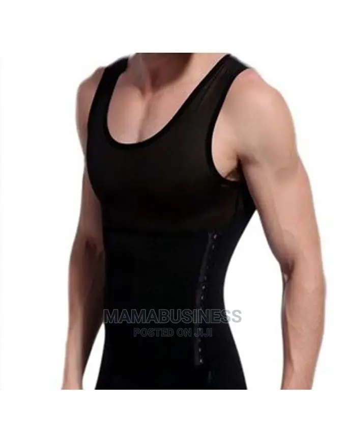 Men's Adjustable 2 Hook Slimming Vest Shapewear - Black
