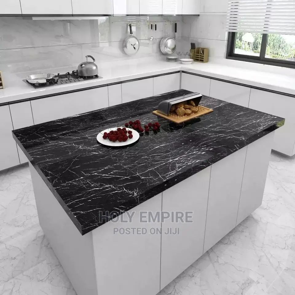 Black Marble Kitchen Peel Stick Wallpaper for Countertable