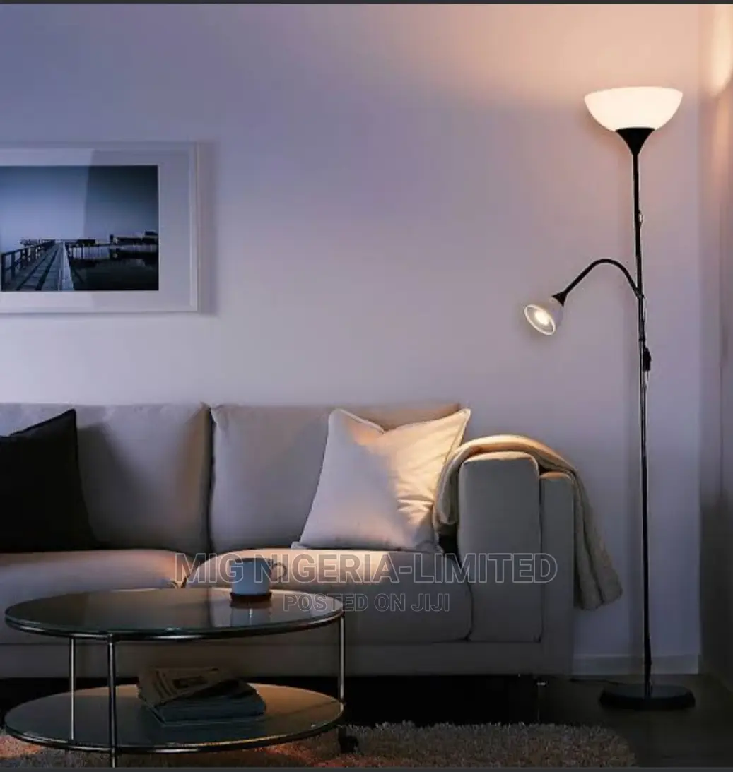 Black Floor Lamp With Curve Detachable Reading Lamp
