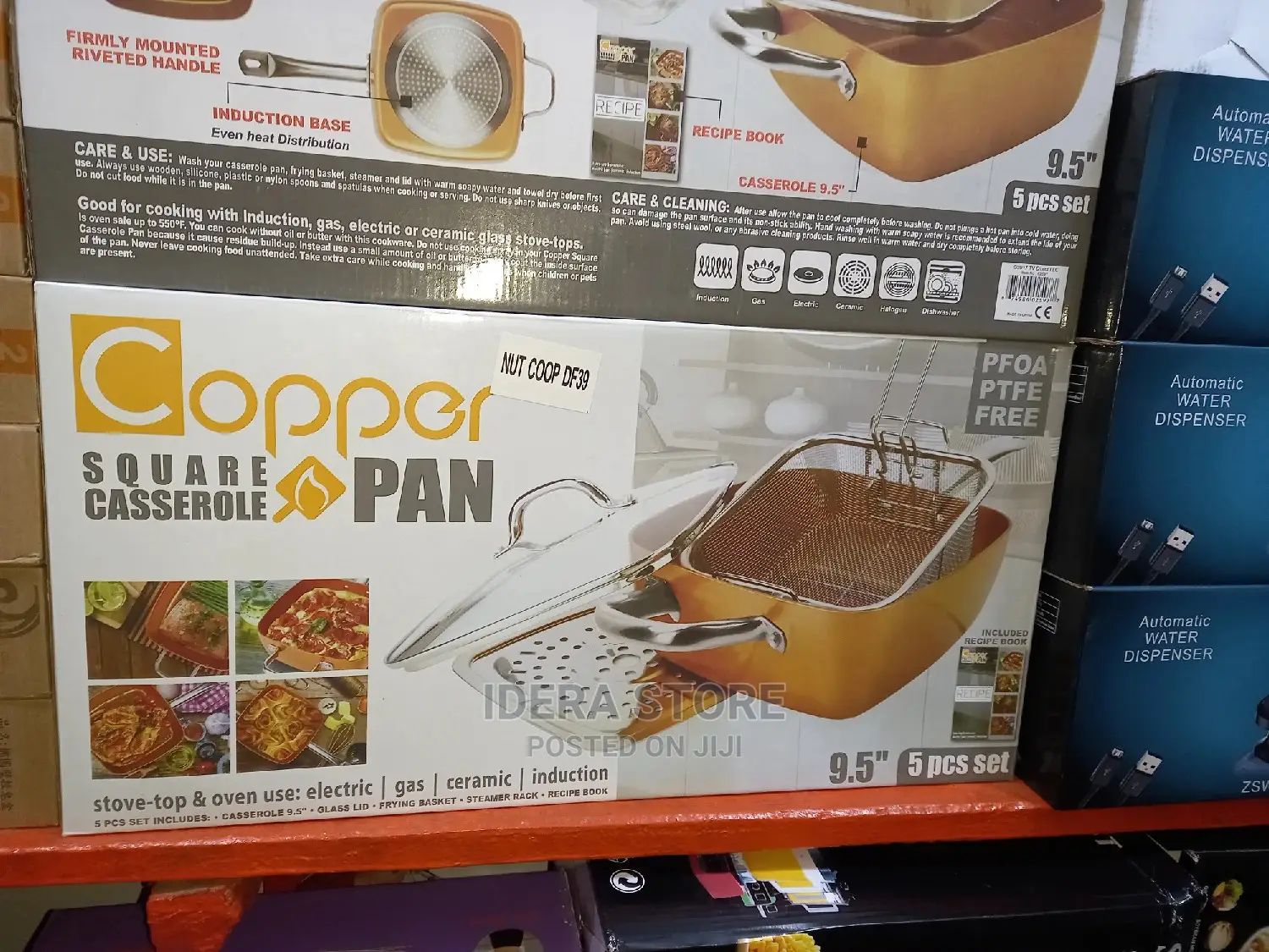 Ceramic Copper Deep Square Non Stick Cooking Pan 4 Piece Set