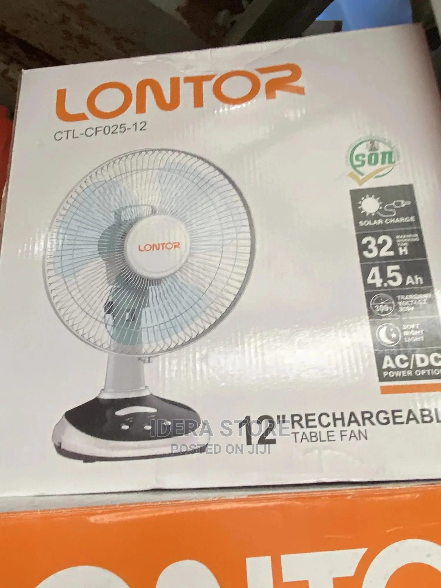 Lontor Rechargeable Table Fan 12 Inches