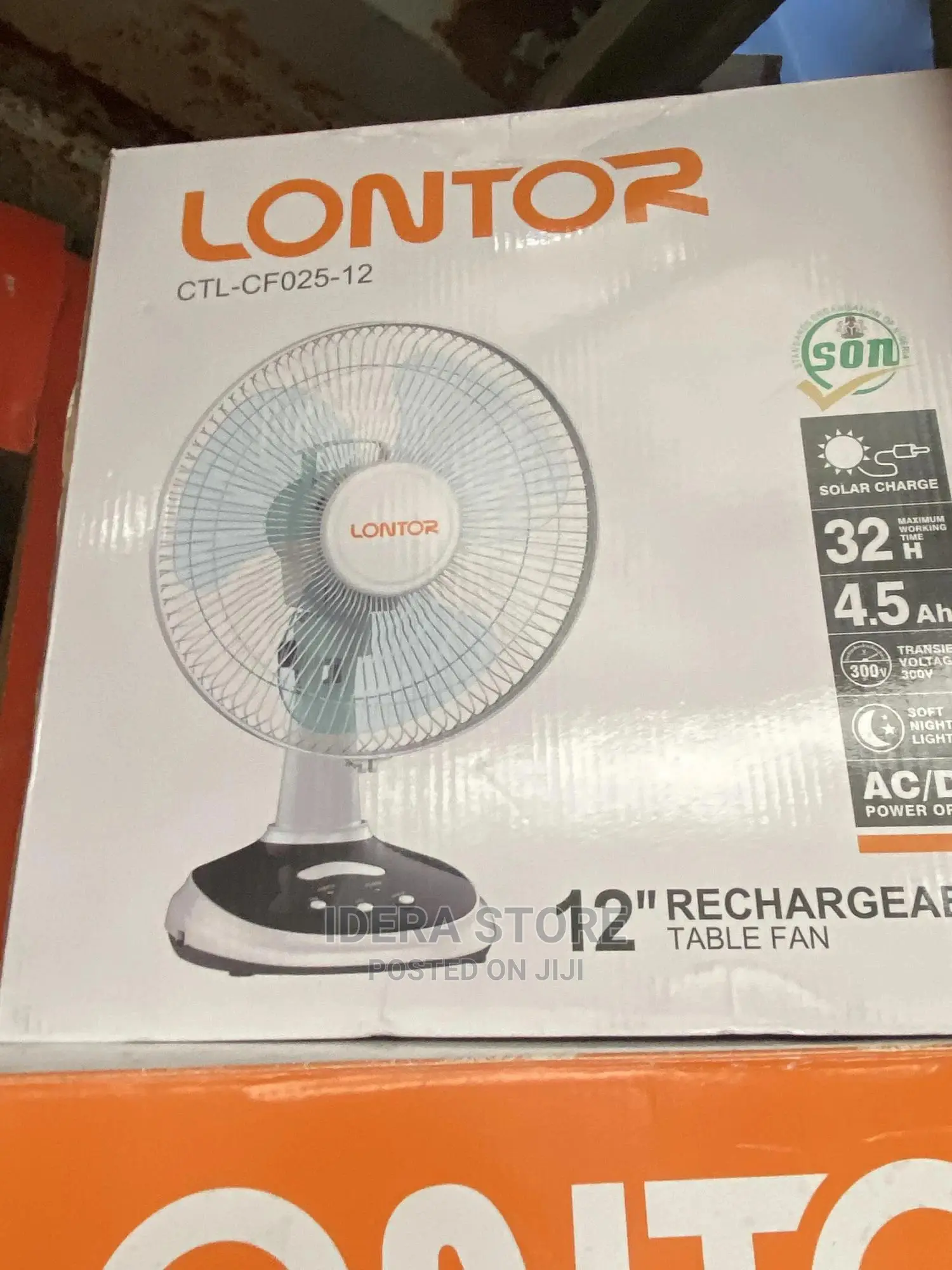 Lontor Rechargeable Table Fan 12 Inches