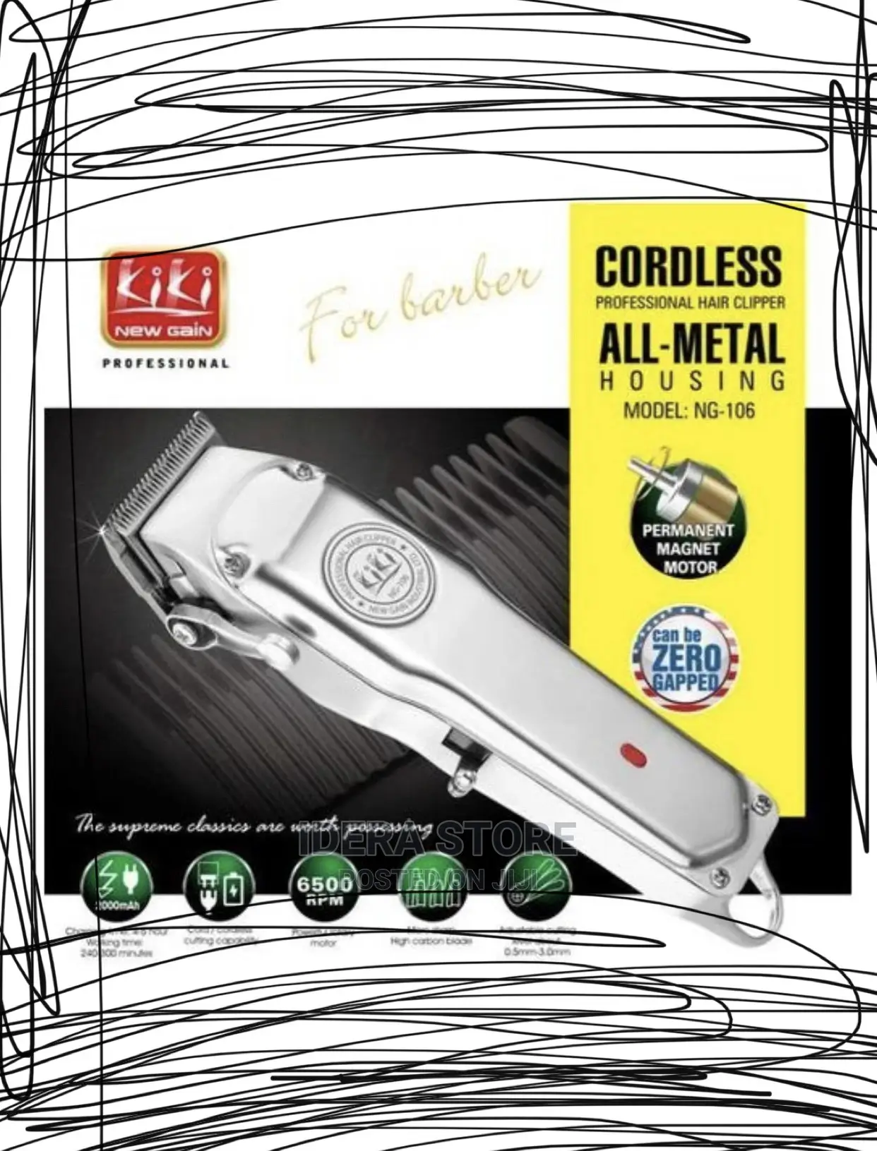 Kiki New Gain All-Metal Cordless Rechargeable Hair Clipper