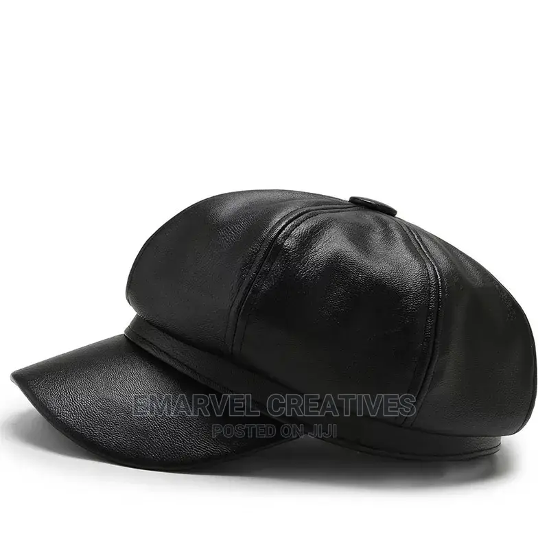 Leather Octagonal Hats Women Men Spring Autumn Sailor Hats
