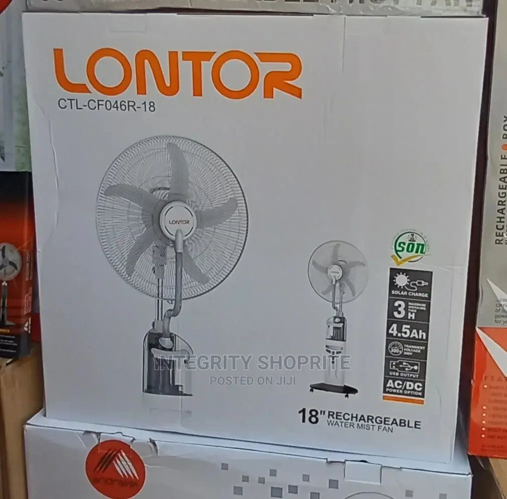 Lontor 18 Inches Rechargeable Water Mist Fan