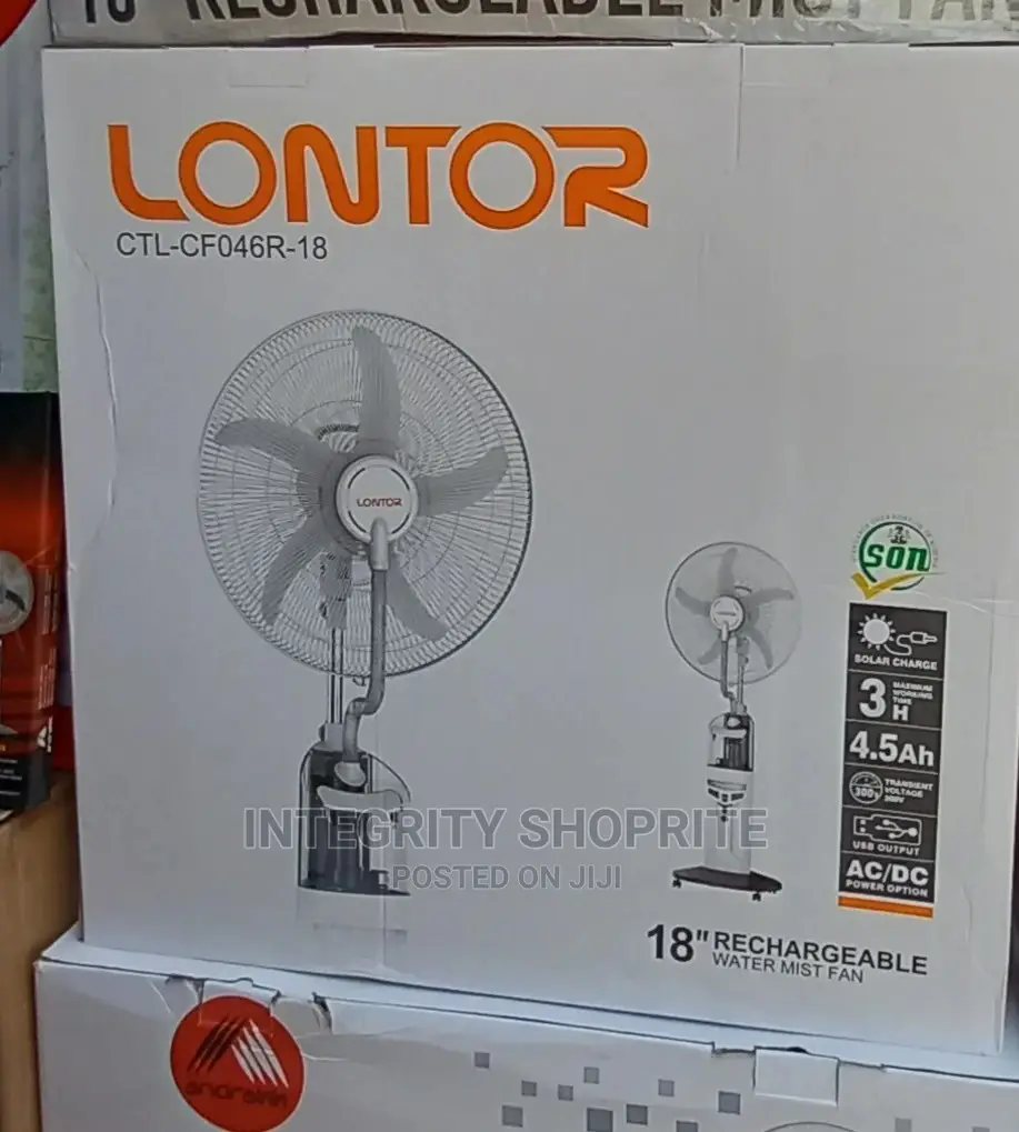 Lontor 18 Inches Rechargeable Water Mist Fan