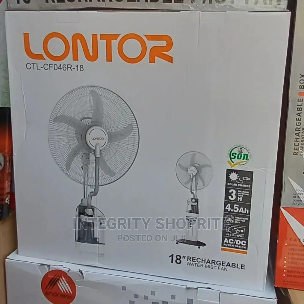 Lontor 18 Inches Rechargeable Water Mist Fan