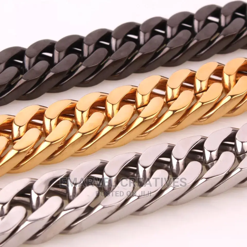 Silver/Gold/Black Fashion Mens Womens Stainless Steel Curb