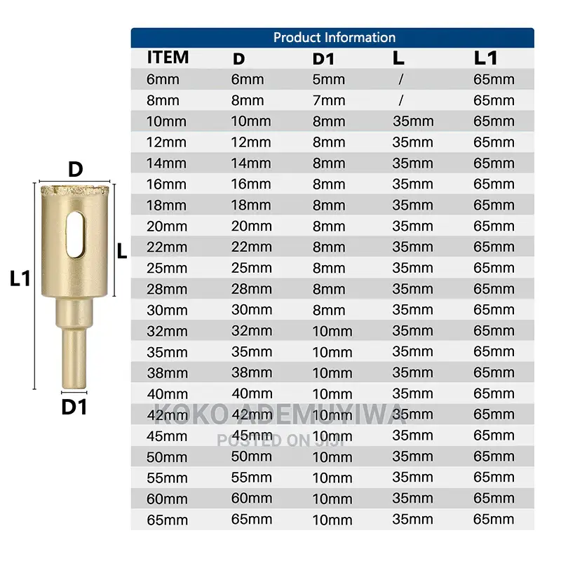 25mm Golden Diamond Drilling Bit for Tiles and Marble