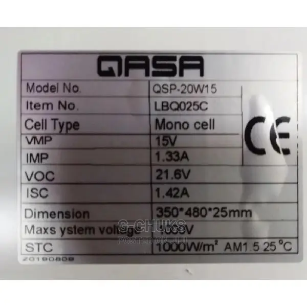 Qasa Solar Panel -20watts