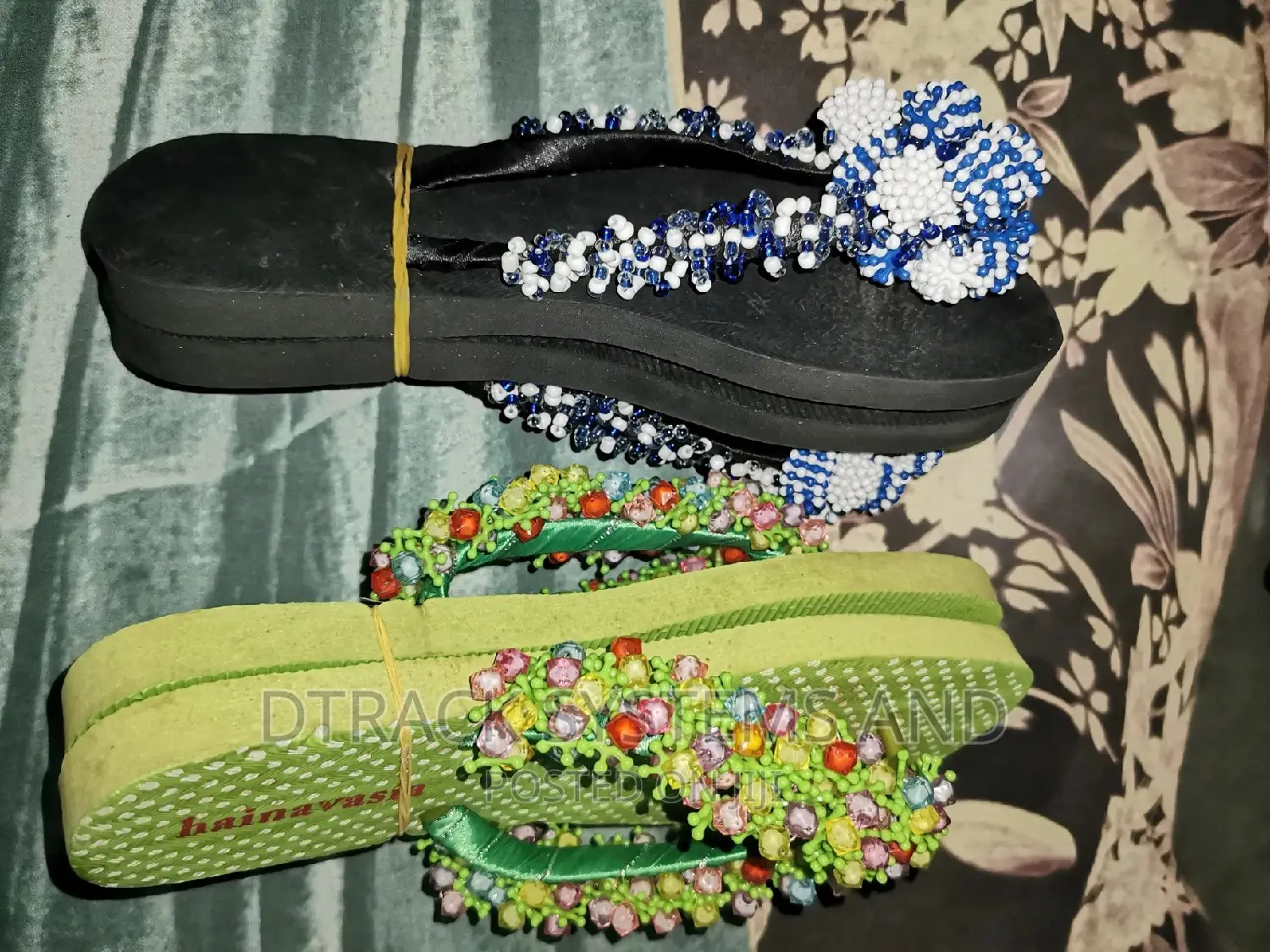 Hand Beaded Dunlop Slippers