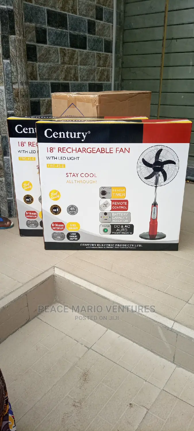 Quality Century 18" Rechargeable Fan With LED Light