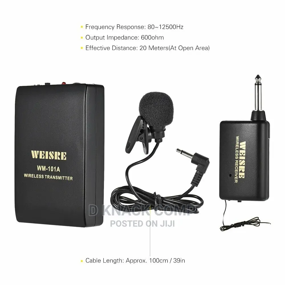 Lavalier Lapel Collar Clip-on FM Wireless Microphone
