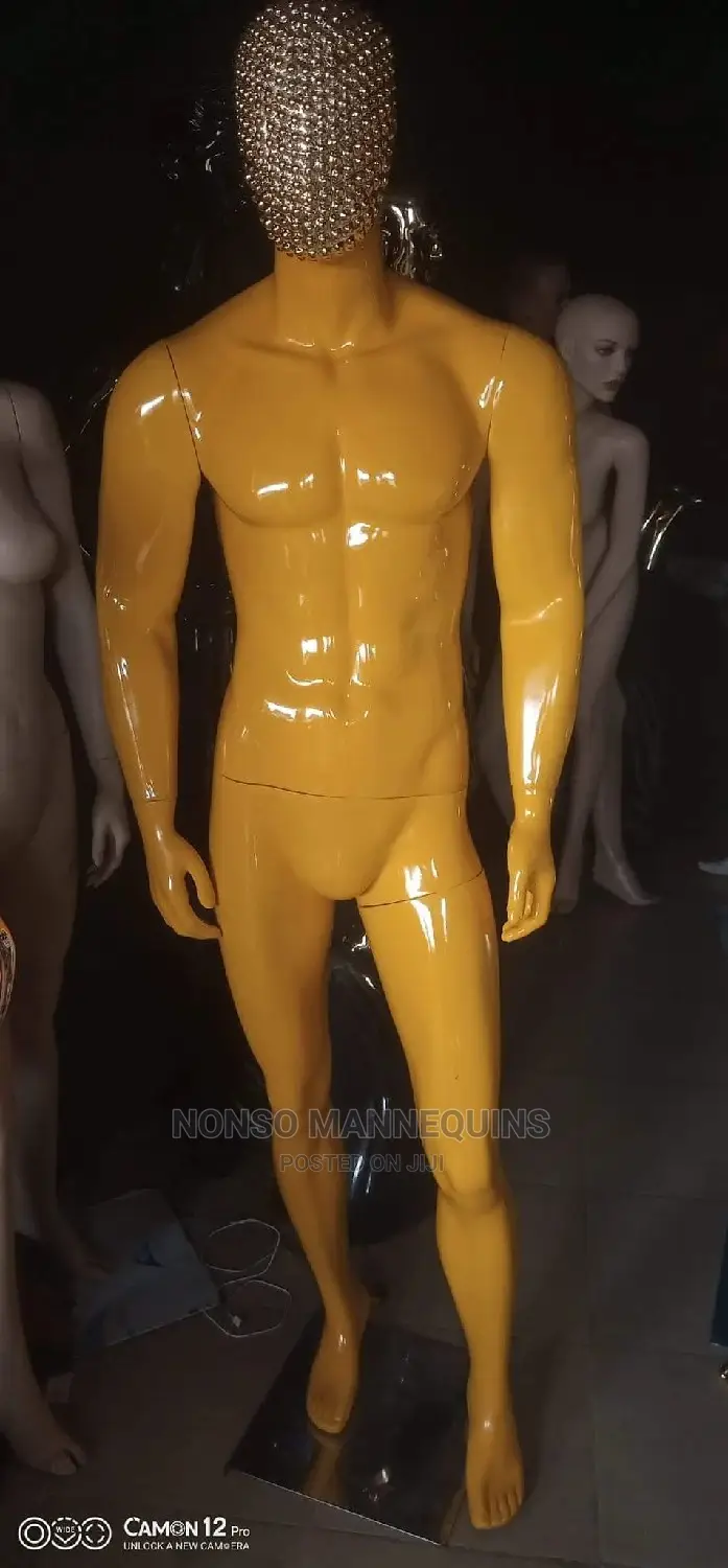 Fibre Yellow Body With Gold Face Male Mannequin