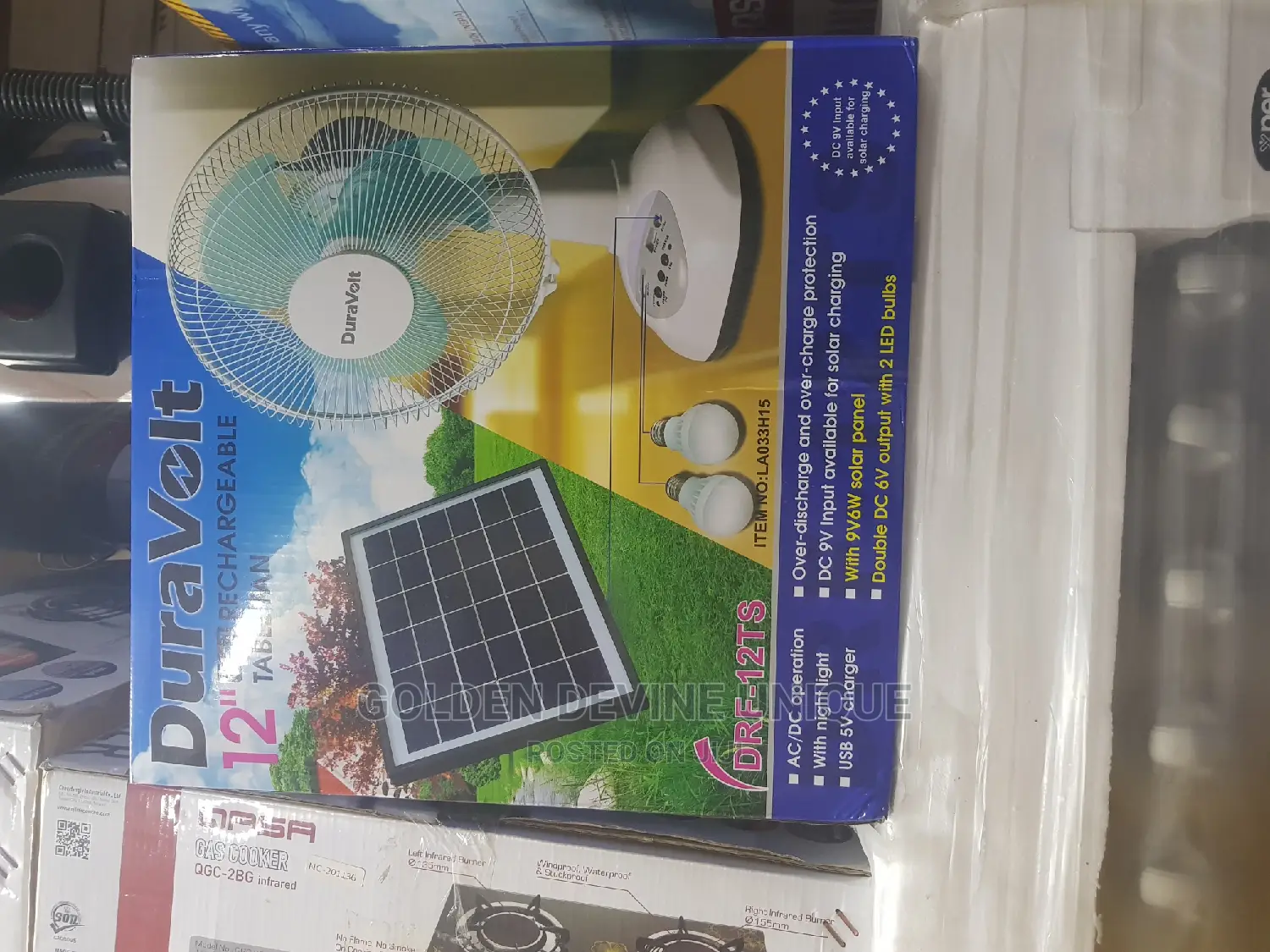 Duravolt 12in Rechargeable Table Fan