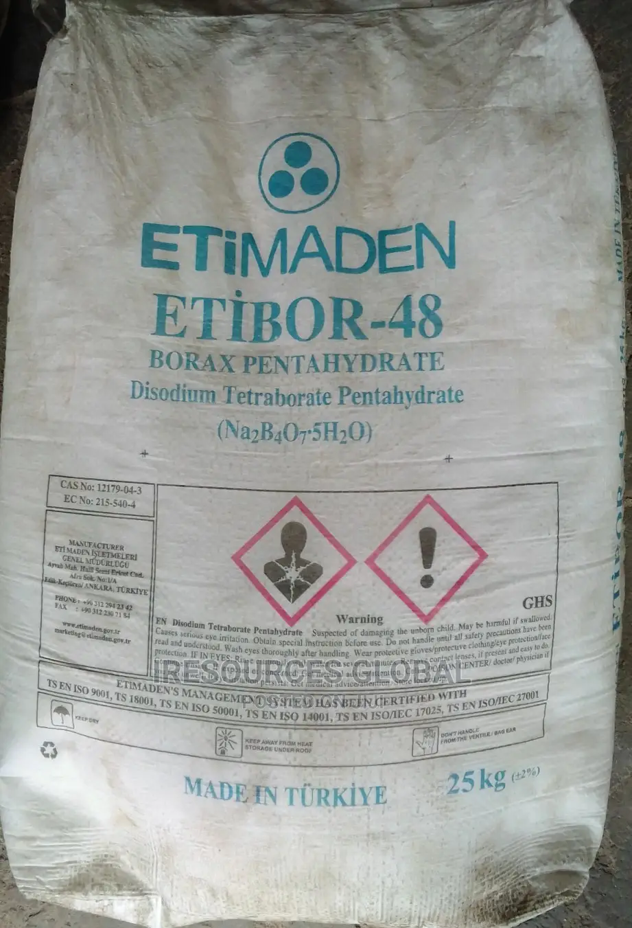 Borax (Sodium Borate or Sodium Tetraborate) Cold 25kg Bag