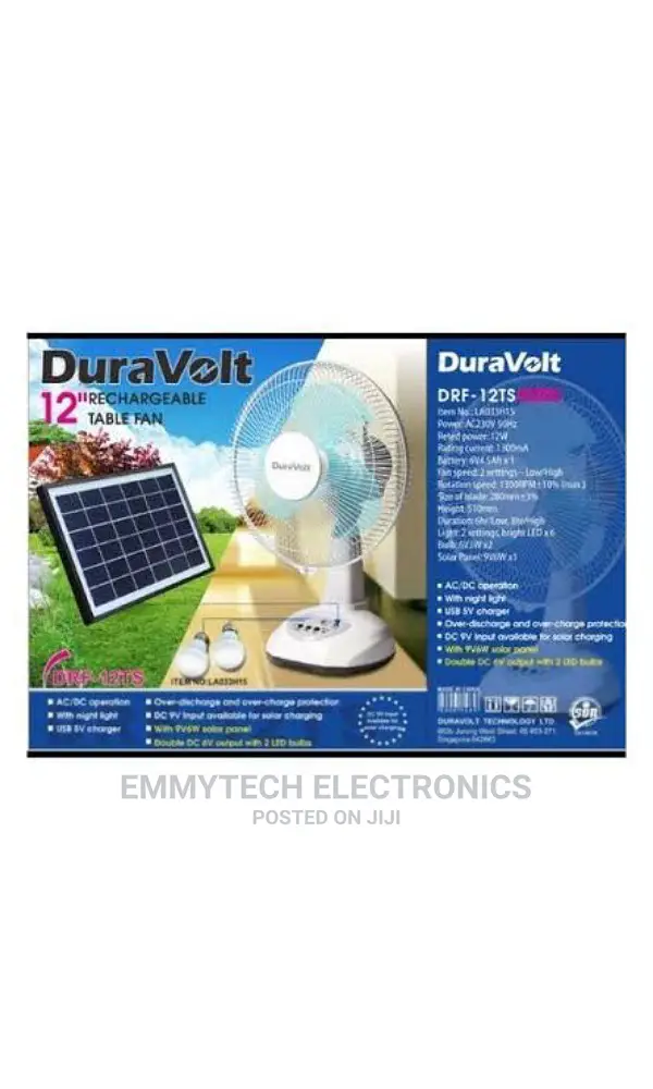Duravolt Rechargeable Table Fan