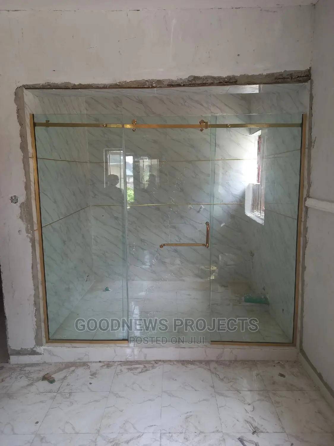 Gold Frameless Shower Glass