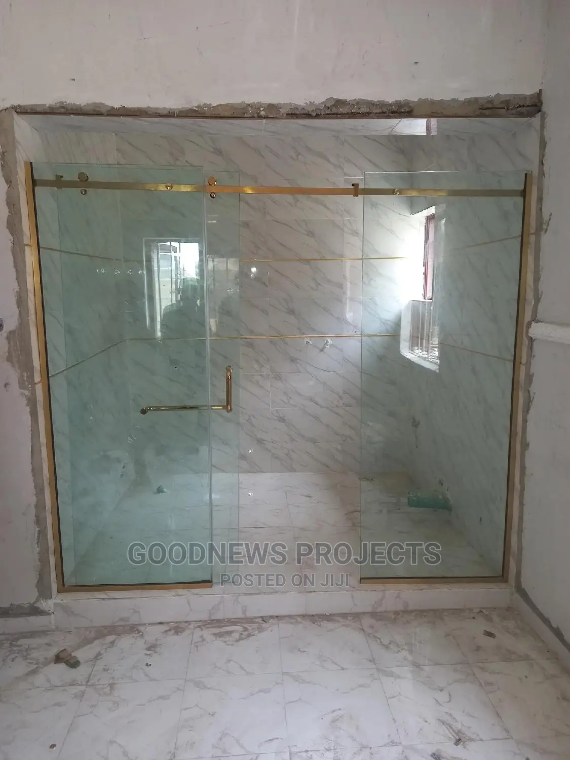 Gold Frameless Shower Glass