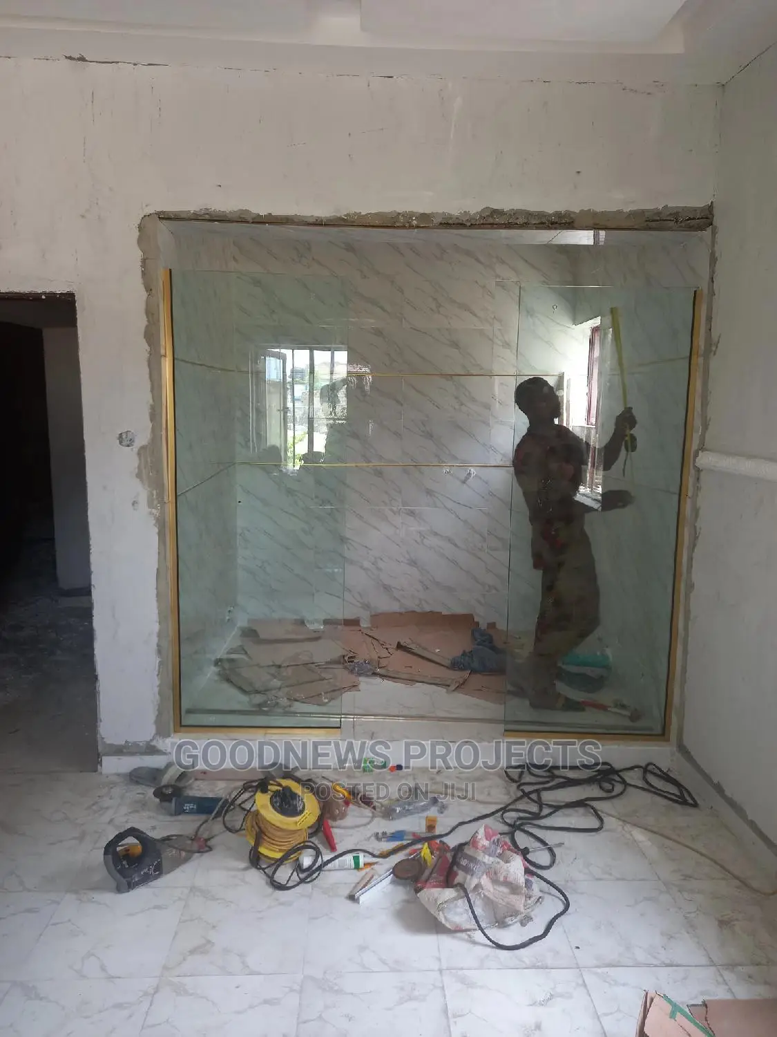 Gold Frameless Shower Glass