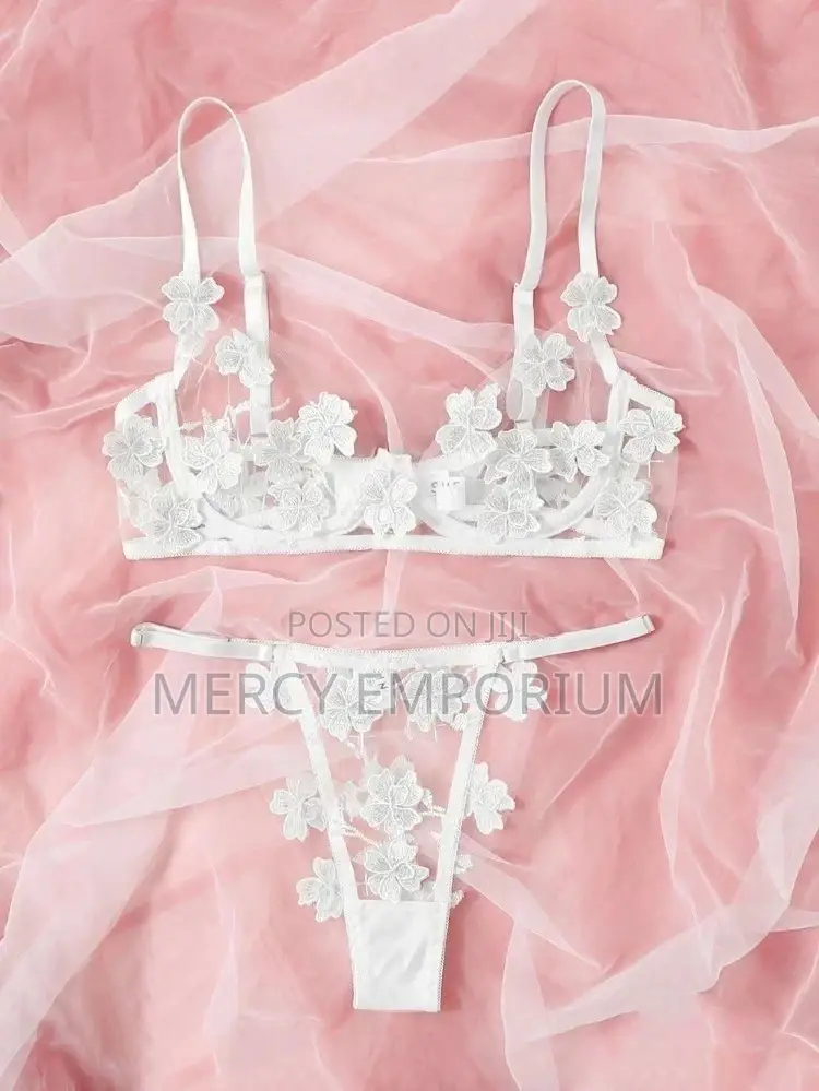Appliques Mesh Underwire Lingerie Set