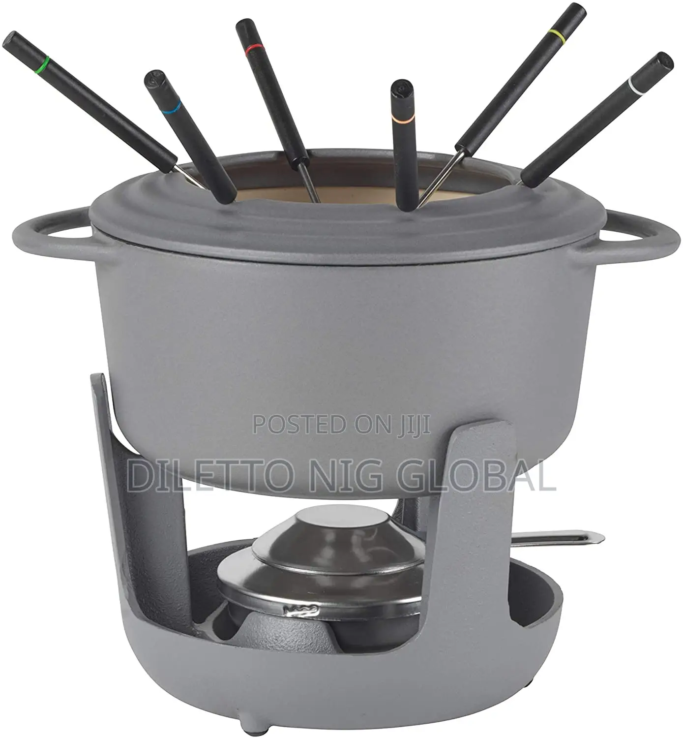 Cast Iron Fondue Set for Cheese, Meat, Chocolate, Broth