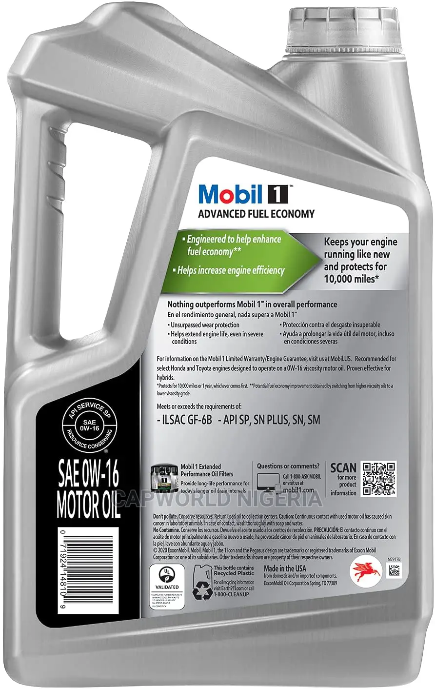 Mobil 1 0w-16 Advanced Fuel Economy Motor Oil