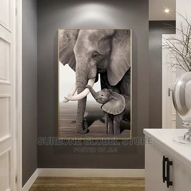 Elephant Mother and Child Animal Canvas