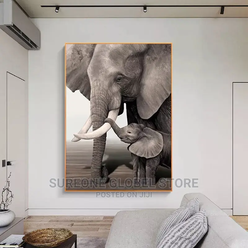 Elephant Mother and Child Animal Canvas