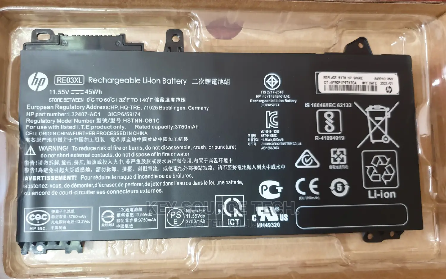 Hp Re03xl Laptop Battery For Hp 450 G6, 440 G6 430 G6 455 G6 Original