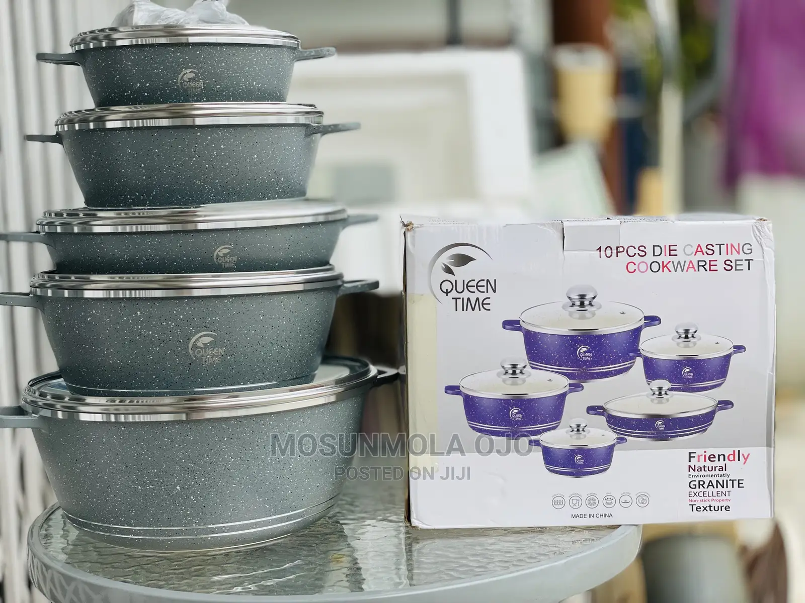 10pcs Nonstick Natural Granite Stone Layered Ceramic Coating
