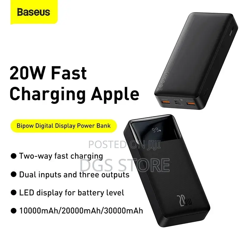 Baseus Bipow Digital Display Power Bank 20,000mah 20w
