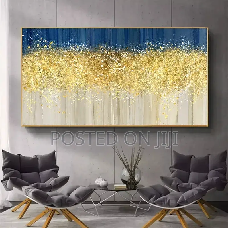 Blue And Gold Foil Canvas Painting Print