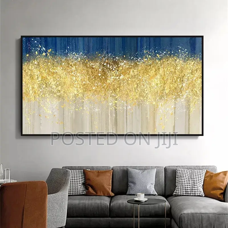 Blue And Gold Foil Canvas Painting Print