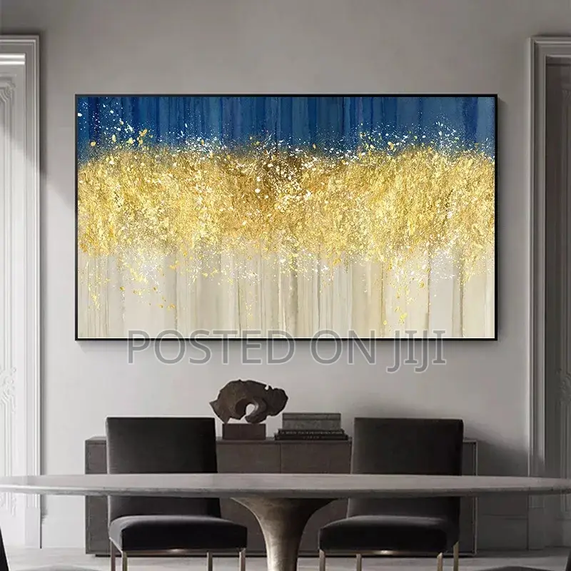 Blue And Gold Foil Canvas Painting Print