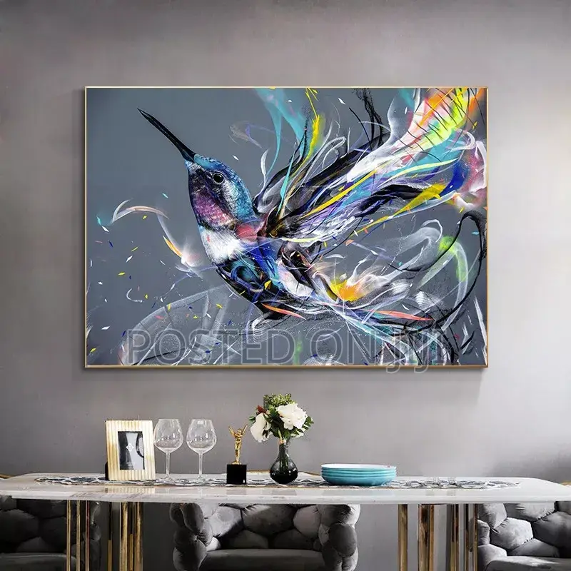 Abstract Hummingbird Canvas Art Painting Poster and Print