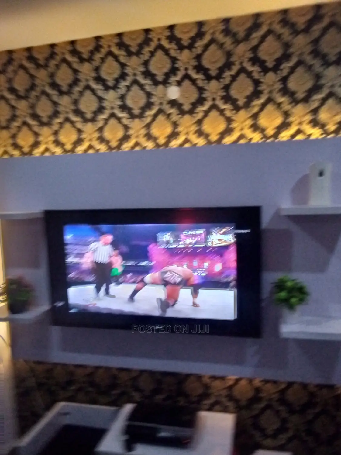 Tv Stand / Wall TV Console With Gold Light