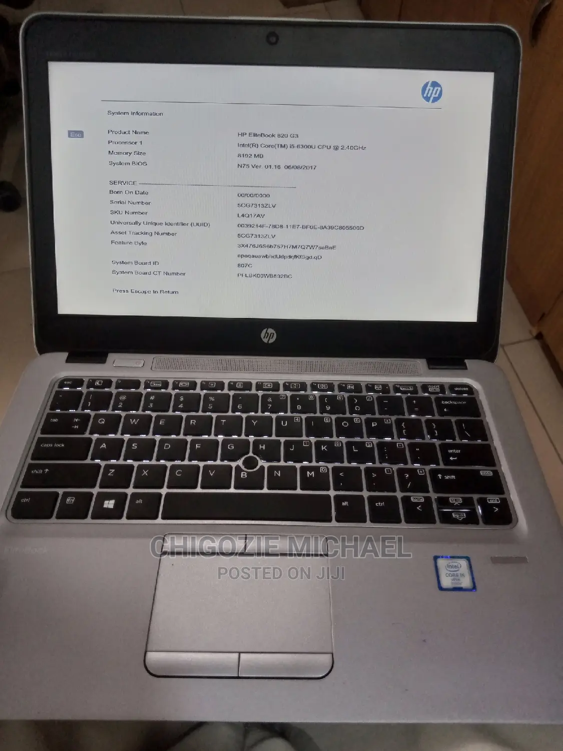 Laptop HP EliteBook 820 G3 8GB Intel Core I5 HDD 500GB