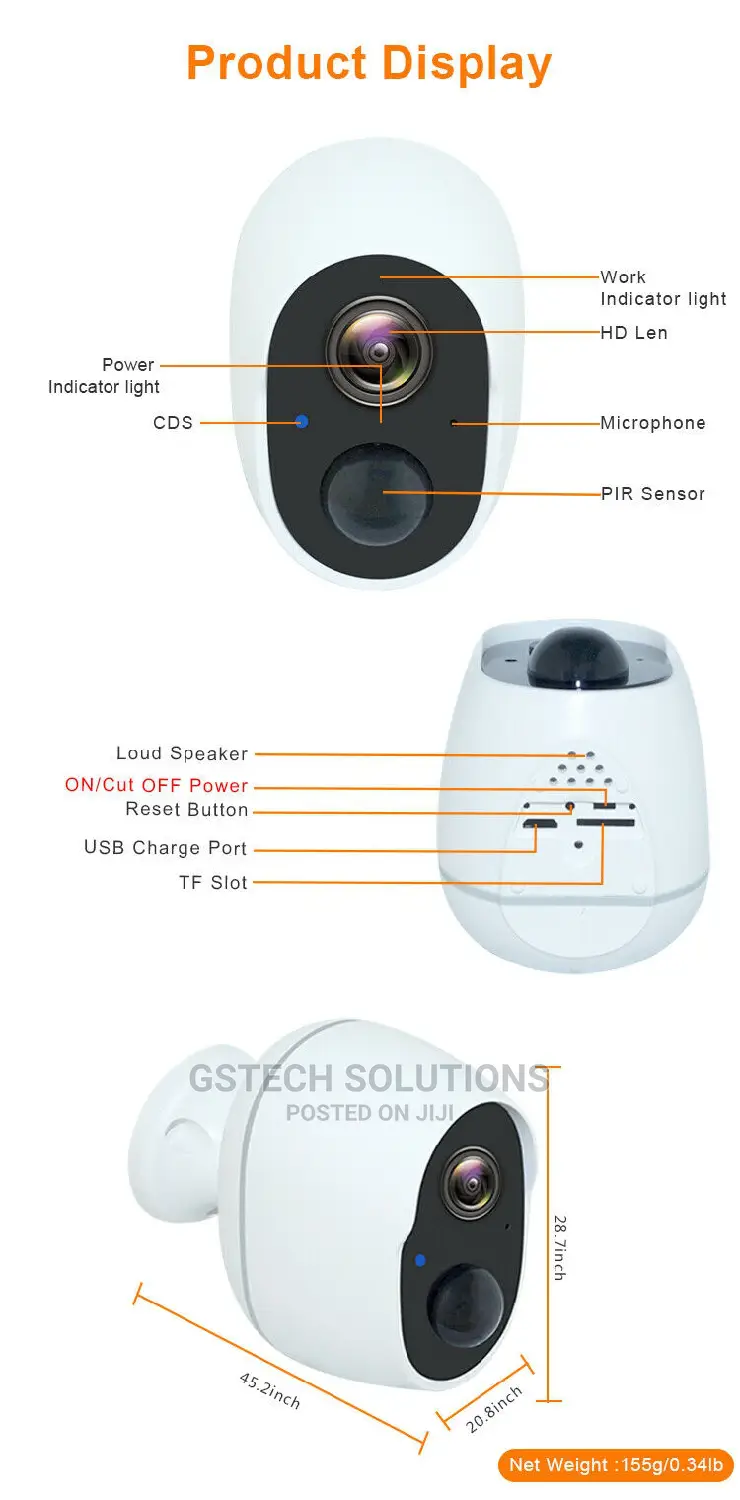 Rechargeable Wi-Fi Motion Recording Smart Hd Camera