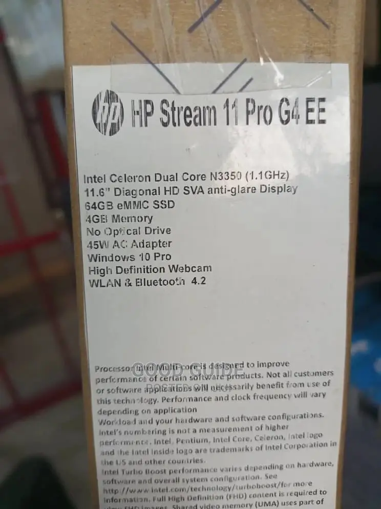New Laptop HP Stream 11 Pro G4 EE 4GB Intel Celeron SSD 60GB